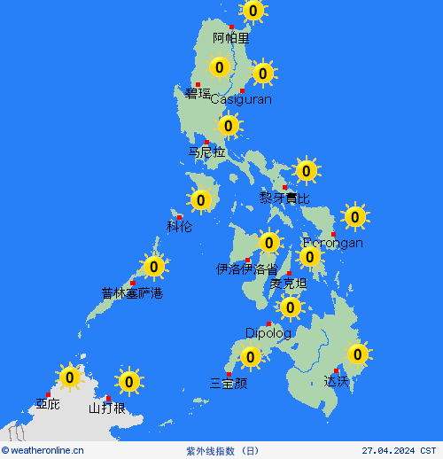 紫外线指数 菲律宾 亚洲 预报图