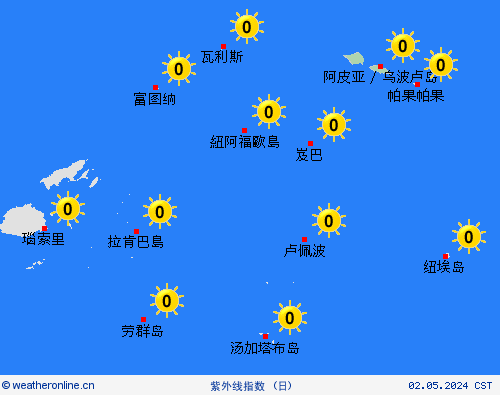紫外线指数 萨摩亚 大洋洲 预报图