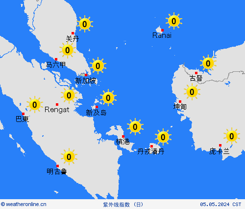 紫外线指数 新加坡 亚洲 预报图