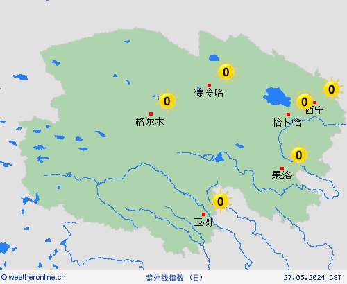 紫外线指数  中国 预报图