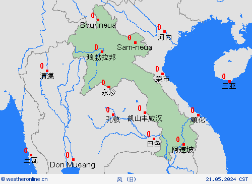 风 老挝 亚洲 预报图