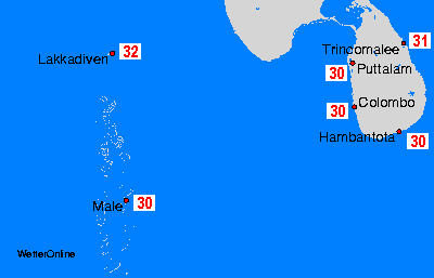 Maledives, Sri Lanka 水温图