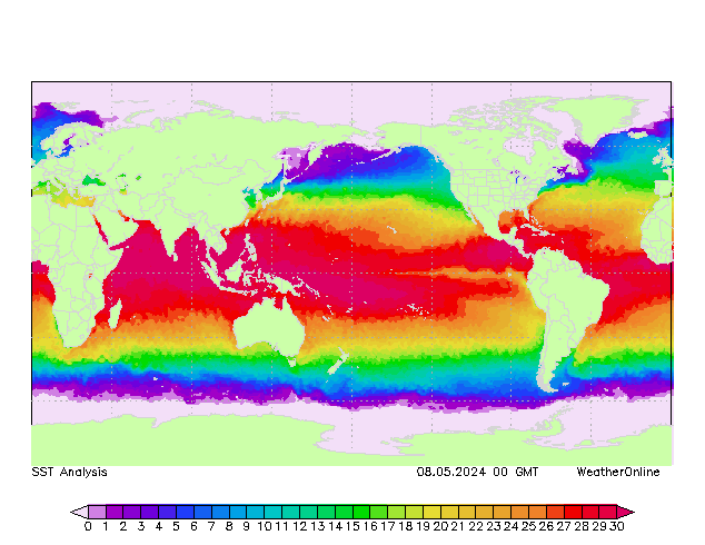 全世界 SST 星期三 08.05.2024 00 UTC