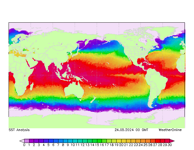 全世界 SST 星期五 24.05.2024 00 UTC