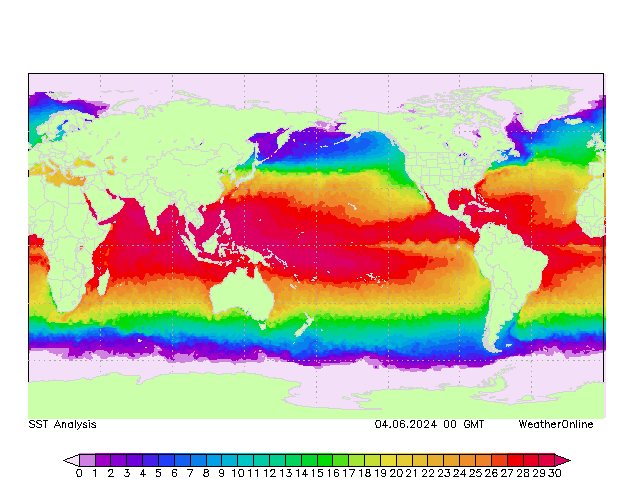 全世界 SST 星期二 04.06.2024 00 UTC