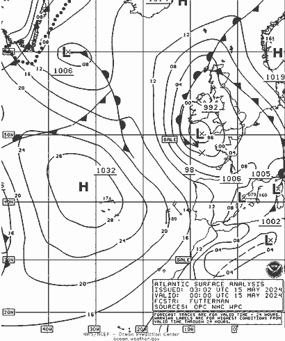 NOAA Fronts 星期三 15.05.2024 00 UTC