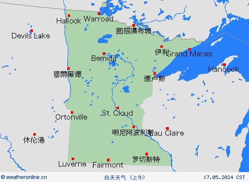 一览表 明尼苏达州 北美洲 预报图