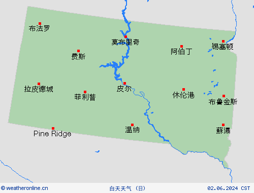 一览表 南达科他州 北美洲 预报图