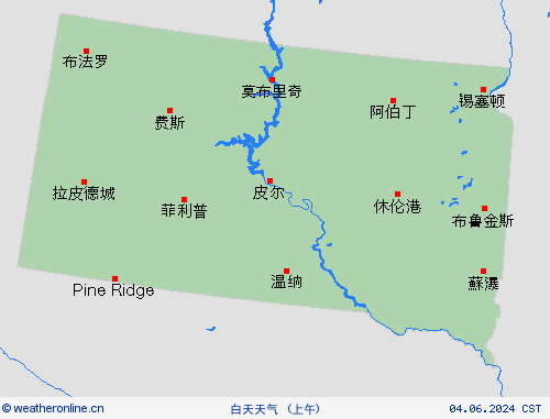 一览表 南达科他州 北美洲 预报图