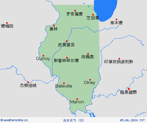 一览表 伊利诺斯州 北美洲 预报图