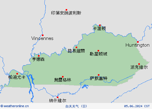 一览表 肯塔基州 北美洲 预报图