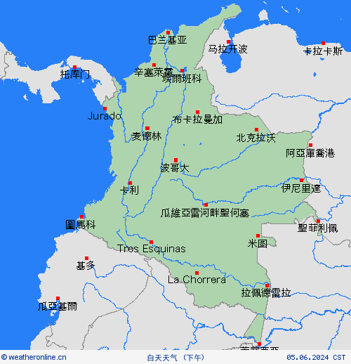 一览表 哥伦比亚 南美洲 预报图