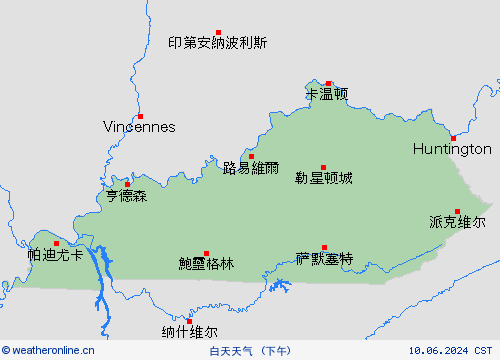 一览表 肯塔基州 北美洲 预报图