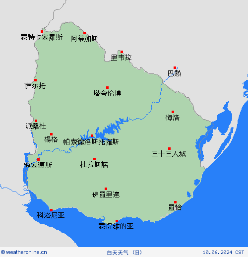 一览表 乌拉圭 南美洲 预报图