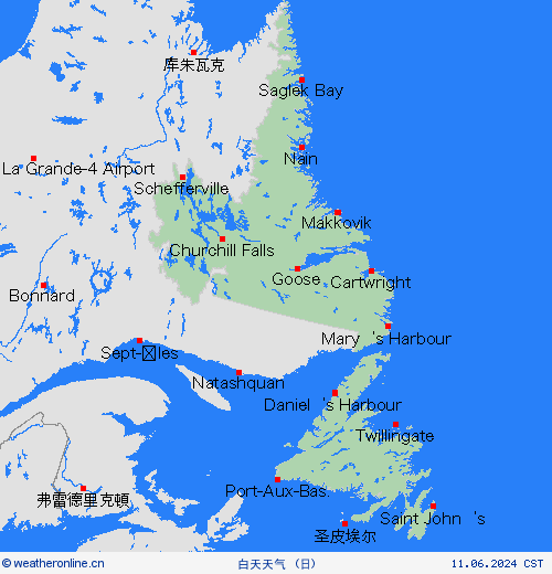 一览表 纽芬兰省 北美洲 预报图