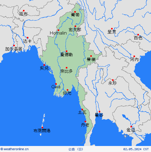 公路 缅甸 亚洲 预报图