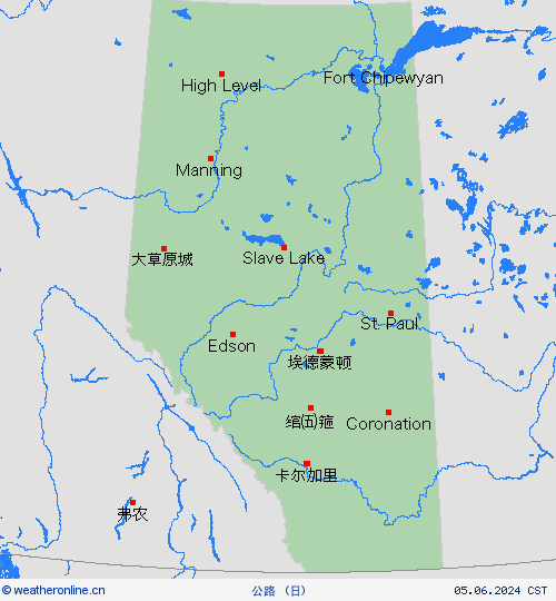 公路 艾伯塔省 北美洲 预报图
