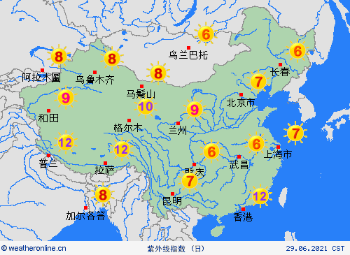紫外线指数 中国 中国 预报图