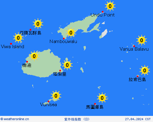 紫外线指数 斐济 大洋洲 预报图