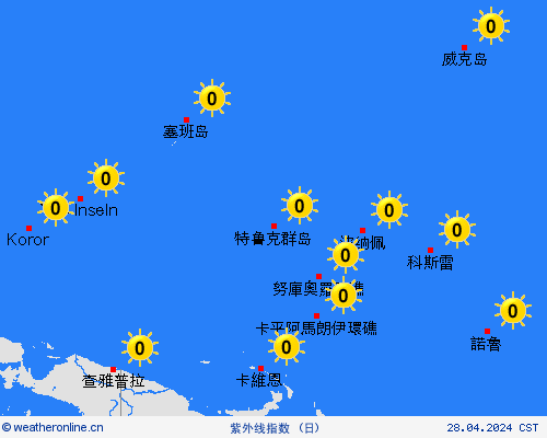 紫外线指数 瑙鲁 大洋洲 预报图