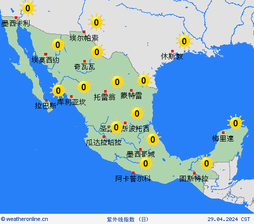 紫外线指数 墨西哥 中美洲 预报图