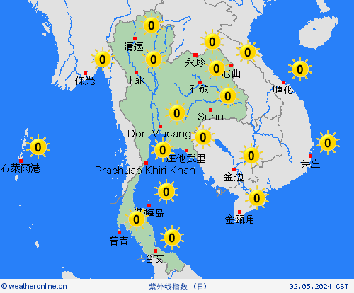 紫外线指数 泰国 亚洲 预报图