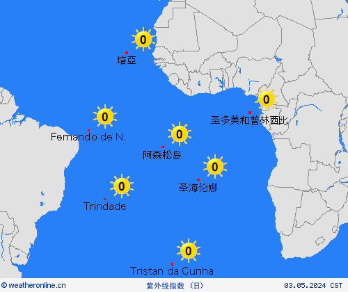 紫外线指数  非洲 预报图