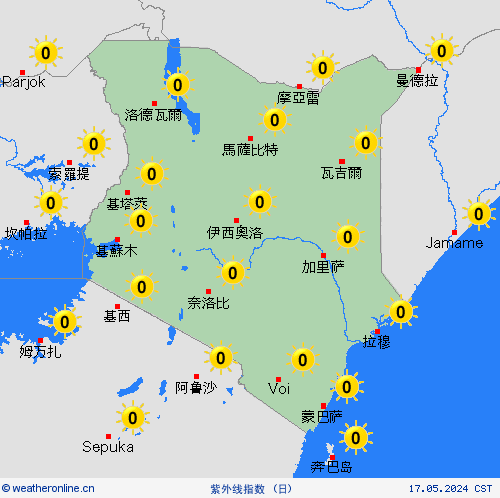 紫外线指数 肯尼亚 非洲 预报图