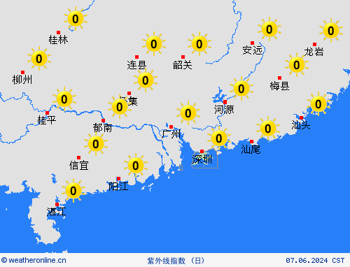 紫外线指数  中国 预报图