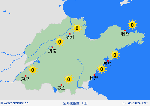 紫外线指数  中国 预报图