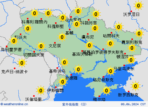 紫外线指数 乌克兰 欧洲 预报图