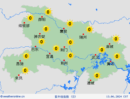 紫外线指数  中国 预报图