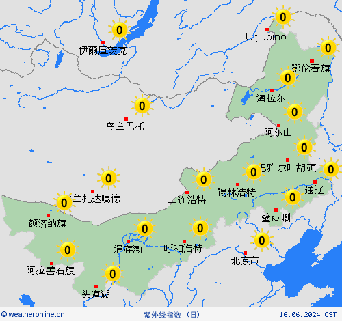 紫外线指数  中国 预报图