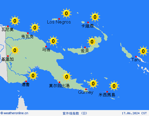 紫外线指数 巴布亚新几内亚 大洋洲 预报图