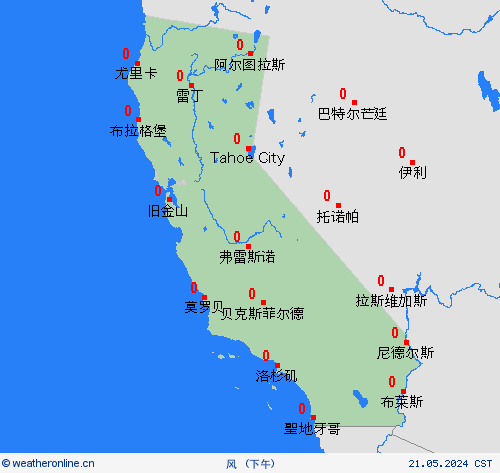 风 加利福尼亚州 北美洲 预报图