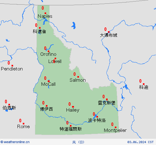 风 爱达荷州 北美洲 预报图