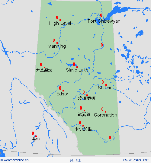 风 艾伯塔省 北美洲 预报图