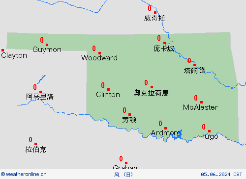 风 俄克拉何马州 北美洲 预报图