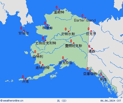 风 阿拉斯加州 北美洲 预报图