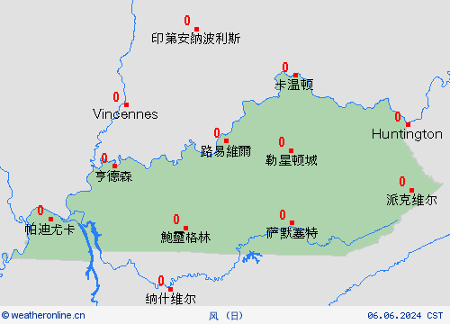 风 肯塔基州 北美洲 预报图