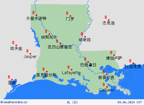 风 路易斯安那州 北美洲 预报图