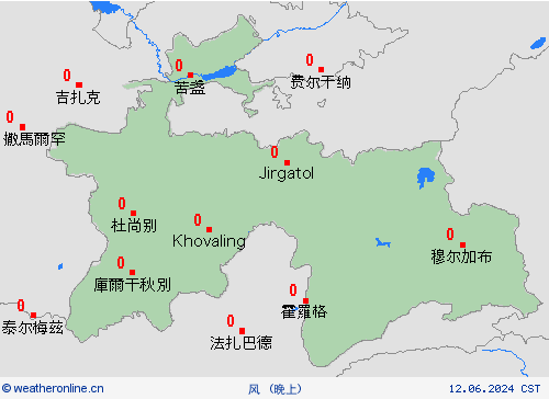 风 塔吉克斯坦 亚洲 预报图