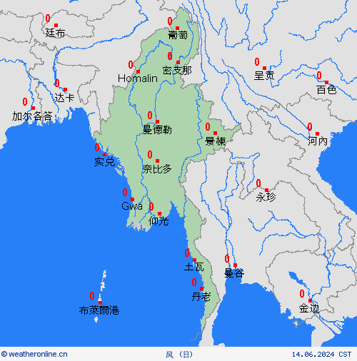 风 缅甸 亚洲 预报图