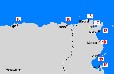 Algeria, Tunesia 水温图